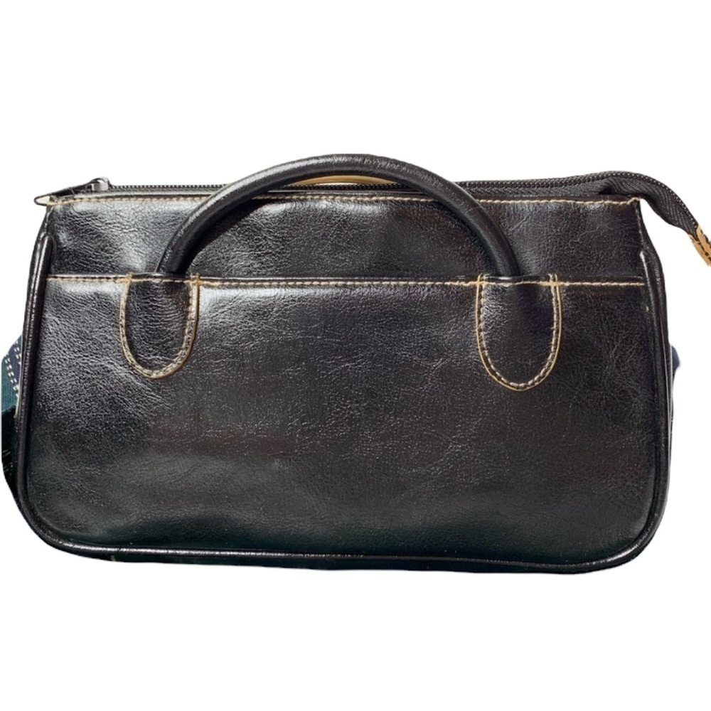 Small Handbag Black With Beige Top Stitching